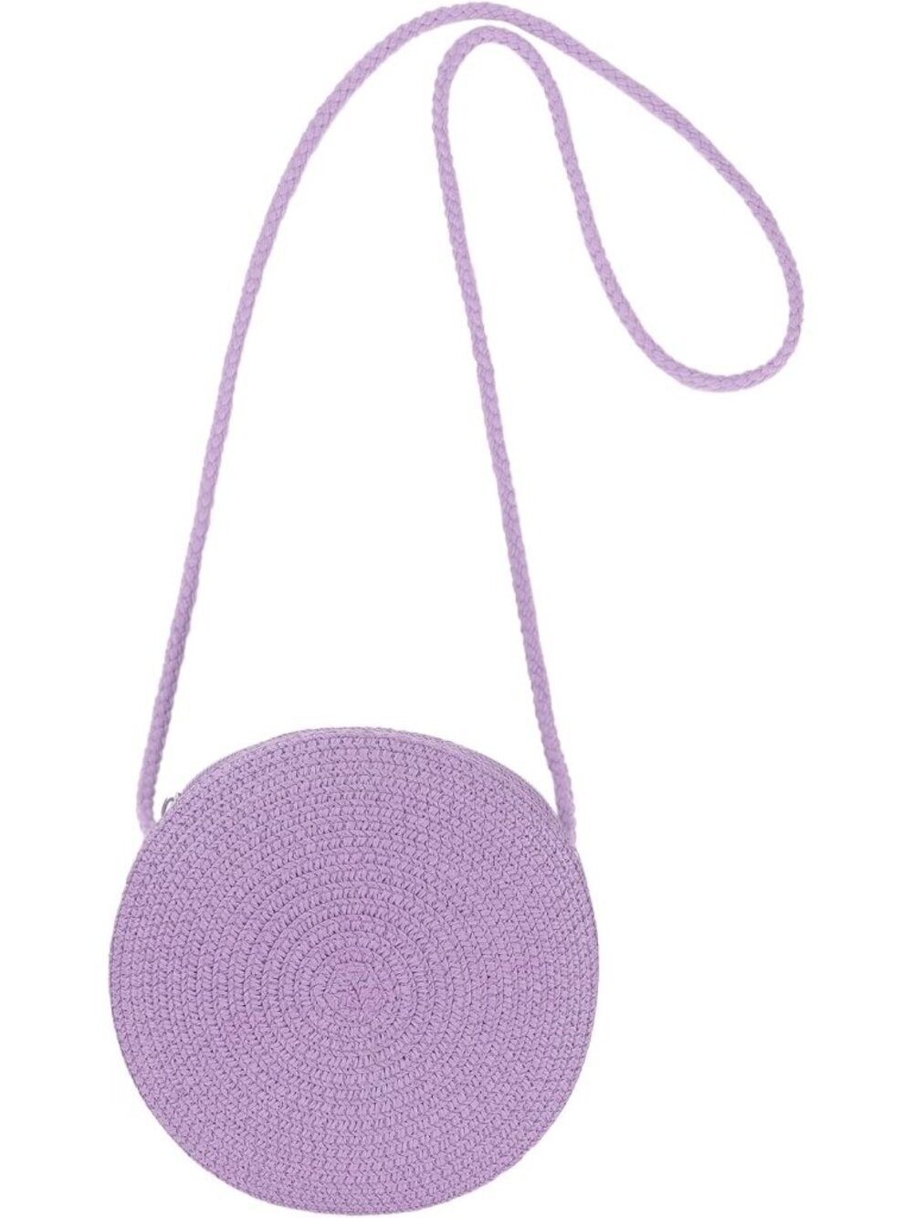 Women's Purple Small Round Straw Crossbody Bag Beach Handbag Purse for Summer